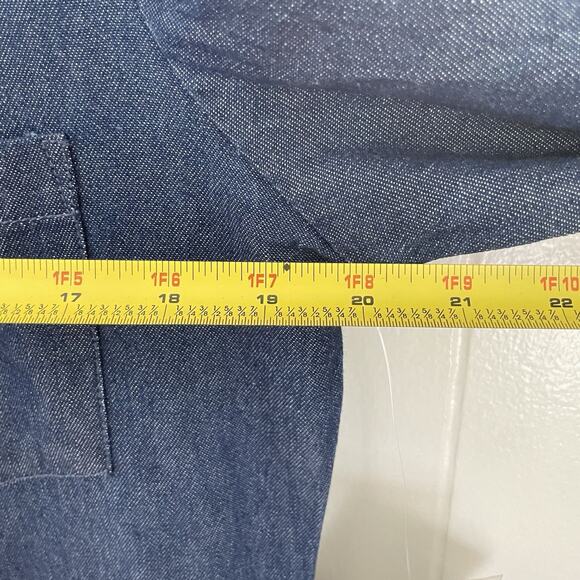 Vtg 90s Denim Maxi Dress S Prairie Button Down Cowgirl Modest Cottagecore - Picture 6 of 7